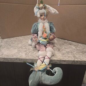Cynthia Rowley Easter Bunny Elf Doll Whimsical Spring Decor Figurine